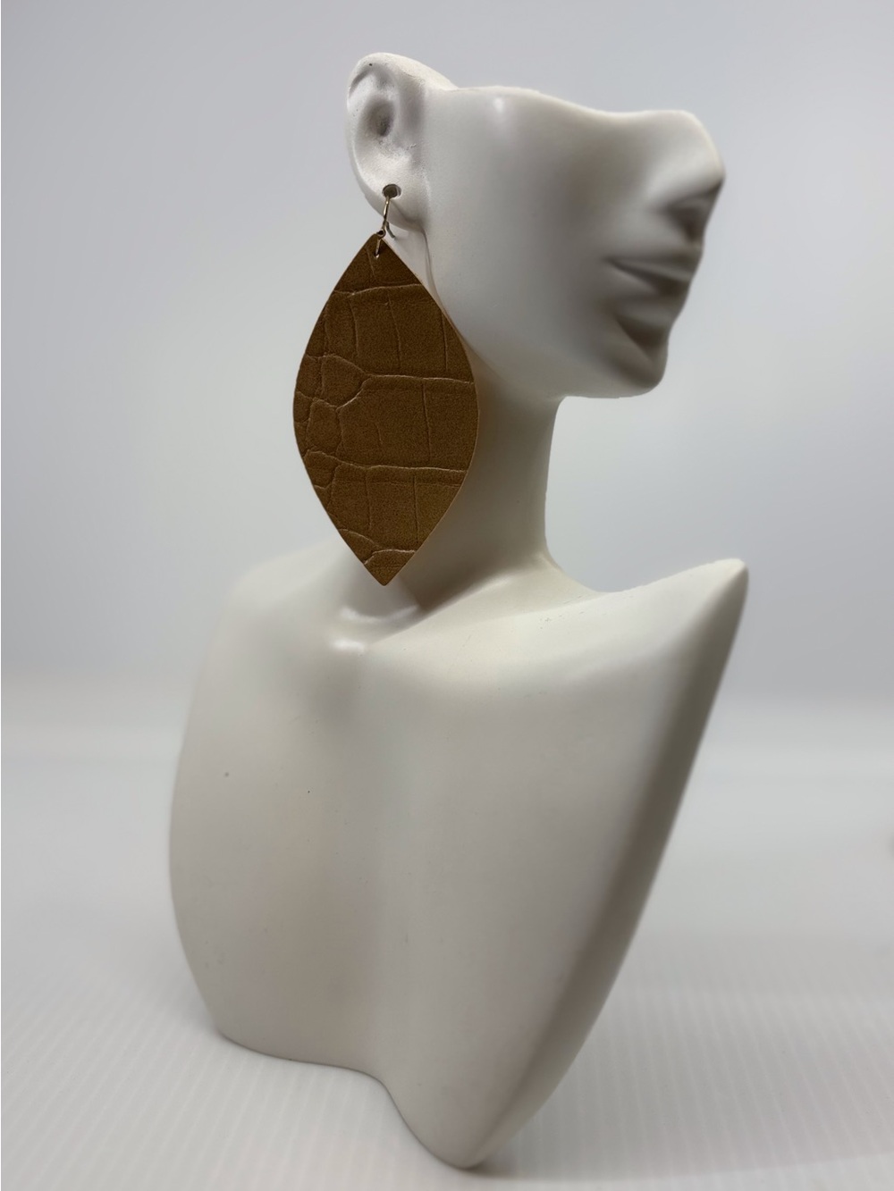 Brown Textured Leaf Dangle Earrings - Women Jewelry